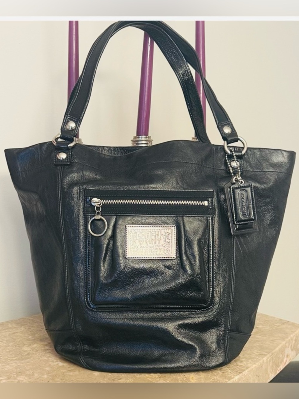 Coach Poppy Bella Black Large Duffle Tote 2010